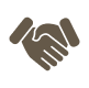 Handshake icon on a black background.